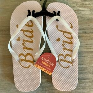 Bride Flip Flops White and Gold women’s 7 8